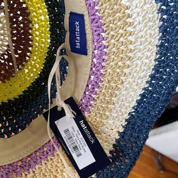 Hat Attack Remi Multi Colored Bucket Hat Navy Stripe Revolove Boho Nwt - Picture 4 of 5